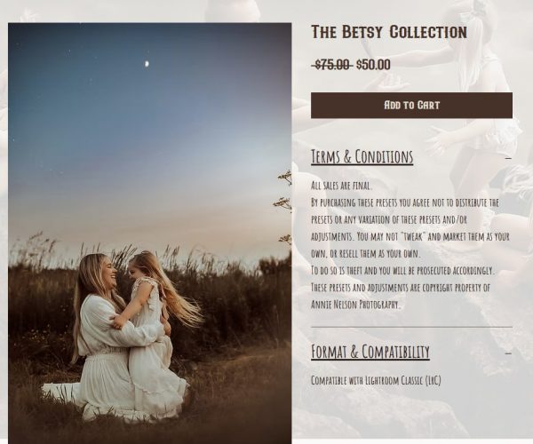 Annie Nelson - The Betsy Collections Lightroom Preset