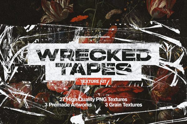 Creative Market - Wrecked Tapes Texture Kit  [PNG, PSD]