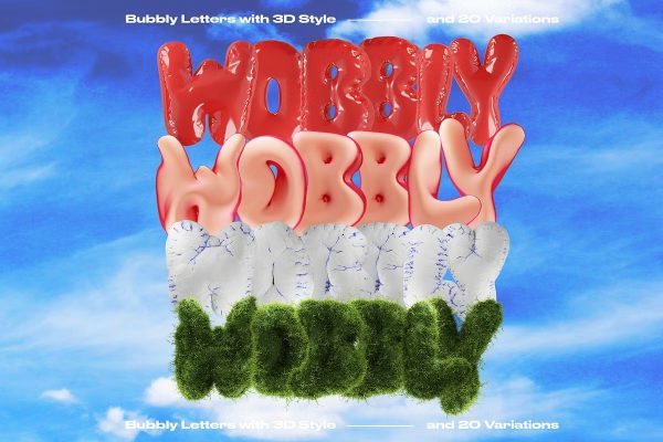 Creative Market - Wobbly Bubbly Letters with 3D Style